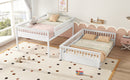 Queen over Queen Bunk Bed with Ladder and Guardrails, White
