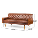 Adelaide Mid Century Modern Tufted Sofa With Rolled Accent Pillows - Light Brown by HouseOfZazla