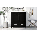 30' Black Bathroom Vanity with Single Sink, Combo Cabinet Undermount Sink, Bathroom Storage Cabinet with 2 Doors and a Drawer, Soft Closing, Multifunctional Storage, Solid Wood Frame