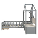House Bed With Upholstered Sofa, Wireless Charging Station, Shelves And 2 Drawers by HouseOfZazla