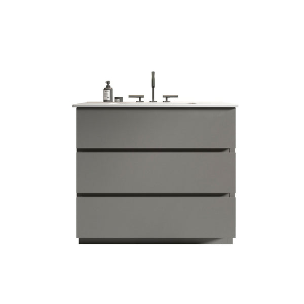 Gray Tia 36" Bathroom Vanity with Engineered Stone Basin
