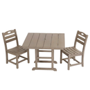 Antique Wood HDPE Outdoor Patio Dining Set, 37.8 in. Square Table with 2 Chairs by HouseOfZazla