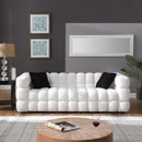 84.3/62.2 length, 35.83" deepth, human body structure for USA people, marshmallow sofa,boucle sofa, White color,3 seater. sofa and loveseater
