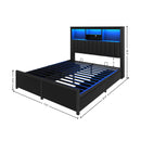 Bed Frame With High Storage Headboard, LED Light And Charging Station, 4 Storage Drawers by HouseOfZazla