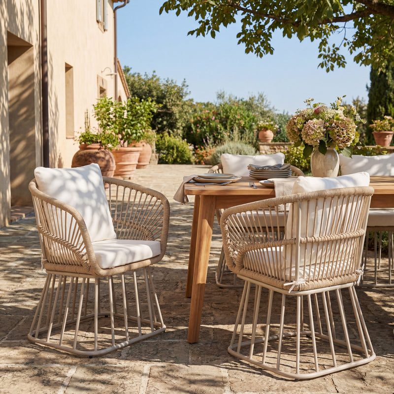Outdoor Dining Chair MP1 - Teak Finish Wicker & Steel Frame, photo 7 of 10