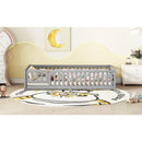 Twin Size Bed Floor Bed with Safety Guardrails and Door for Kids, Gray