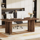 Executive Desk, Vintage Computer Workstation With Thickened Tabletop