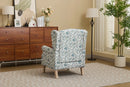 Modern Accent Chair with Retro Wood Legs and Floral Design by HouseOfZazla