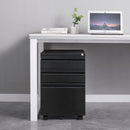 3 Drawer File Cabinet with Lock, Steel Mobile Filing Cabinet on Anti-tilt Wheels, Rolling Locking Office Cabinets Under Desk for Legal/Letter Size