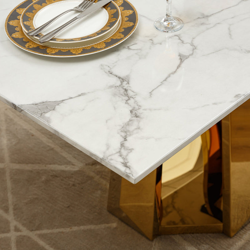 70'' Faux Marble Dining Table for 6 People, photo 10 of 10