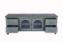 60" Farmhouse TV Stand with 4 Drawers & Glass Doors