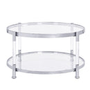Contemporary Acrylic, Coffee Table, Round Tempered Glass Coffee Table - Chrome / Silver by HouseOfZazla