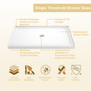 Shower Base, Center Drain With Durable Construction - Gloss White by HouseOfZazla