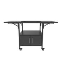 Outdoor Grill Table For Big Egg Style Bbq Metal Grill Cart With 2 Folding Panels Metal - Black by HouseOfZazla