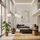 Royal - 3 Arm Arc Floor Lamp, Oil Rubbed Bonze With Linen Shade, 4 Way Rotary Switch - Oil-Rubbed Bronze by HouseOfZazla