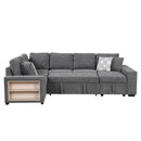 U-Shaped Sectional Sofa Pull-Out Sofa Bed With Two USB Ports, A Storage Chaise Lounge And Four Back Pillows For Living Room by HouseOfZazla