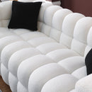 84.3 length, 35.83" deepth, human body structure for USA people, marshmallow sofa,boucle sofa, White color,3 seater