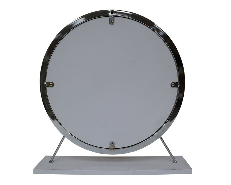 Adao Vanity Mirror & Stool, Faux Fur, Mirror, White & Chrome Finish