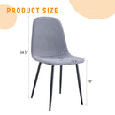 Luxury Simple Chair Linen Cotton High Resilience Dining Chair With Black Metal Legs (Set of 4) - Light Gray by Unique Piece Furniture