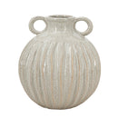9x9x10' Decorative Round Ceramic Flower Vase with Small Handles and Textured Motif, Gold by HouseOfZazla