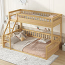 Twin XL over Queen Bunk Bed with Ladder and Guardrails, Natural