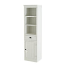 Retro Style 75'' Tall Display Shelf With Cabinet For Hallways Living Room Kitchen - White by Unique Piece Furniture