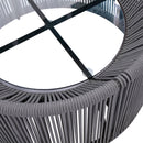 2-Piece Outdoor Sunbed and Coffee Table Set, Patio Double Chaise Lounger Loveseat Daybed with Clear Tempered Glass Table for the patio, poolside (Grey Cushion + Dark Grey Rope)