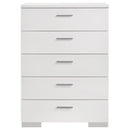 Felicity 5-drawer Bedroom Chest White High Gloss