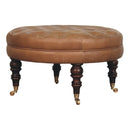 Buffalo - Round Ottoman With Castor Legs - Brown by Unique Piece Furniture