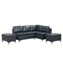 94.88" L-Shaped Corner Sofa Pu Leather Sectional Sofa Couch with Movable Storage Ottomans for Living Room, Blue