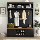Vibe Haus 71''H Farmhouse Hall Tree with Bench and Shoe Storage