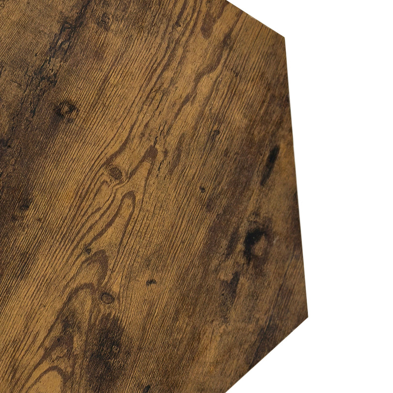 23.62" Hexagonal Coffee Table Side Table Nightstand Antique Wood