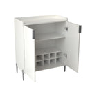 2 Door Wine Bar Cabinet With Adjustable Shelf, Soft-Closing Hinges, And High Feet - White by HouseOfZazla