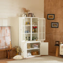 Retro Style Hutch Cabinet With Glass Door, China Cabinet For Home by Unique Piece Furniture