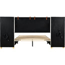 Full Size Upholstered Platform Bed, Two Outlets and USB Charging Ports on Both Sides, Two Bedside Pillows, Storage Shelves,Velvet,Beige