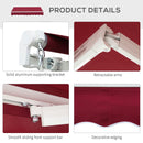 8' x 7' Patio Retractable Awning, Manual Exterior Sun Shade Deck Window Cover, Wine Red