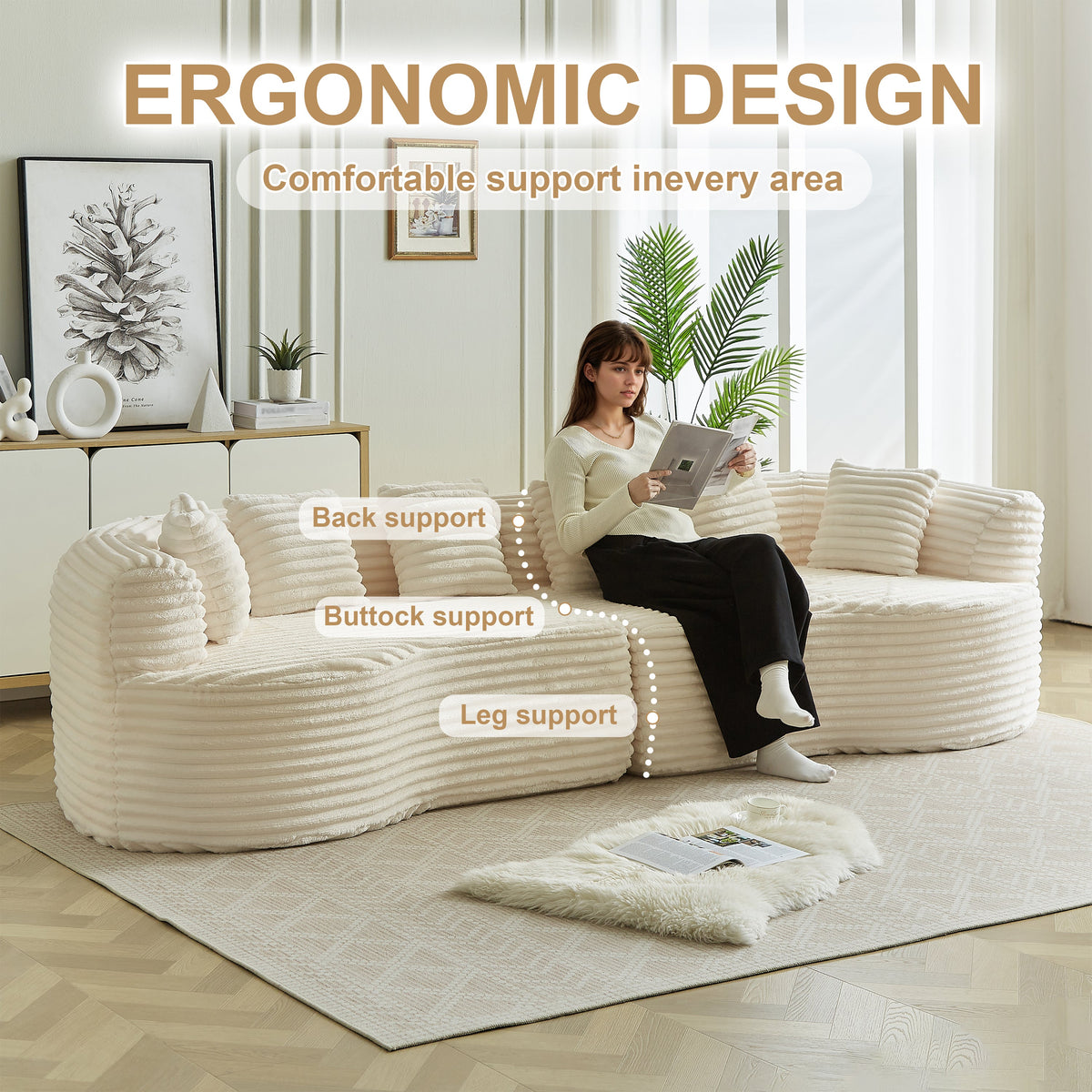 Curved Sectional Sofa - 111.5-inch Oversized Modern Design, photo 6 of 10