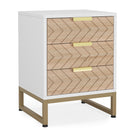 Nightstands With 3 Drawers, Zig Zag Design (Set of 2) - White / Oak by HouseOfZazla