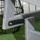 2-Person Outdoor Glider Bench Patio Double Swing Rocking Chair Loveseat w/ Slatted HDPE Frame for Backyard Garden Porch, Light Gray