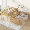 Twin XL over Queen Bunk Bed with Ladder and Guardrails, Natural