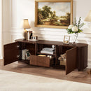 70" TV Stand With Ample Storage, Curved Corners - Dark Brown by HouseOfZazla