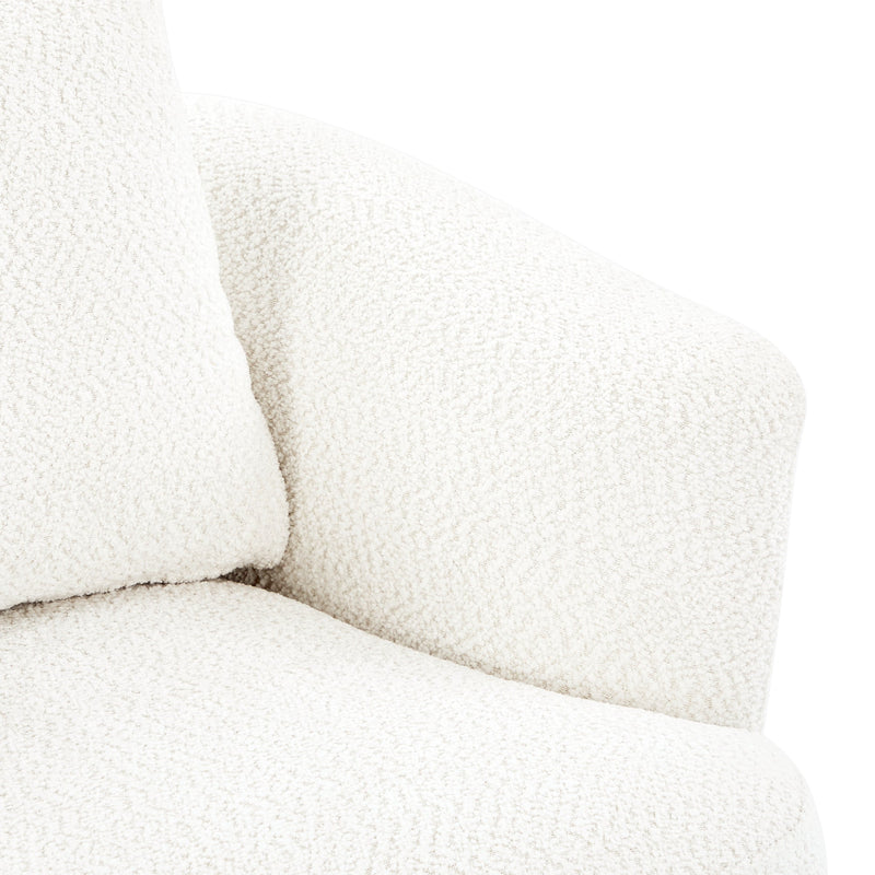 360° Swivel Barrel Sofa Chair with Throw Pillow, Chenille Upholstered Accent Chair, Beige, 38.2'