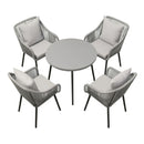 5 Piece Twisted Rattan Patio Dining Set With Table