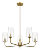 Dazzle Five Lights Chandelier With Clear Seeded Glass - Satin Brass