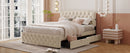 Upholstered Platform Bed With 2 Drawers And 2 Sets Of USB Ports On Each Side, Fabric
