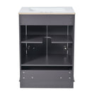 Bathroom Vanity With Ceramic Sink Combo, Modern Freestanding Storage Cabinet With Silver Handles by HouseOfZazla