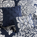 7 Piece Cotton Printed Comforter Set - Indigo - Cal King