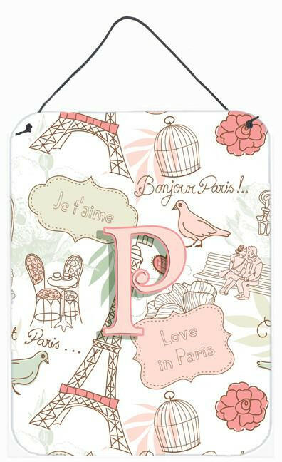 Letter P Love in Paris Pink Wall or Door Hanging Prints CJ2002-PDS1216