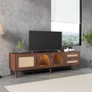 TV Stand With App-Controlled LED Lights, 2 Drawers & Door Storage by HouseOfZazla