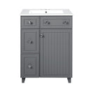 Transitional Style Bathroom Vanity Cabinet With Ceramic Sink by Unique Piece Furniture